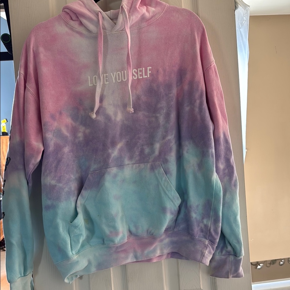 Tie-Dye Pastel Hoodie - Love Yourself Graphic